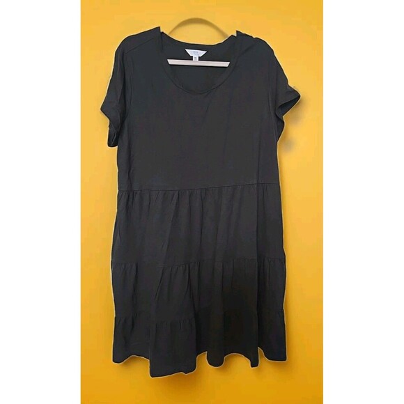 Time And Tru Women's Plus Size Black Layered Dress XXL 20 Pockets - Picture 1 of 3